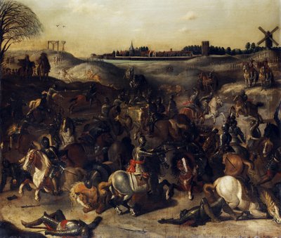 The Battle of the Forty by Circle of Sebastiaen Vrancx